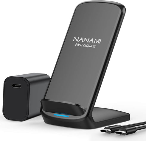 NANAMI Fast Wireless Charger, Qi Certified Wireless Charging Stand with QC3.0 Adapter USB Charger for iPhone 15/14/13/12/SE 2020/11/XS Max,10W Com...