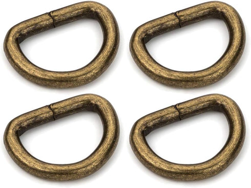 CRAFTMEMORE 1 1/4 & 1 1/2 Inches D-Ring Findings Metal Non Welded D Rings for Belts Bags Lanyard Leathercraft Avail 4 Colors (1 1/2" x 20 pcs, Ant...