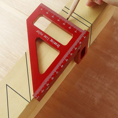 3D Multi-Angle Measuring Ruler,45/90 Degree Aluminum Alloy Woodworking Square Protractor,Drawing Line Ruler, Miter Triangle Ruler High Precision L...