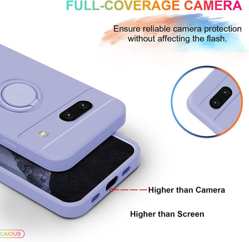 Case for Google Pixel 8A?2024 Released?, Silicone Case with Ring 360°rotatable Kickstand Support Magnetic Car Mount?Protective Cover with Strap La...