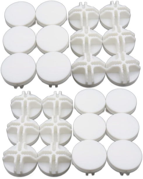 24-Pack Plastic Grid Organizer Connectors for Modular Closet Storage and Metal Grid Shelving Units, White Wire Cube Connectors with 1.42" OD and 0...