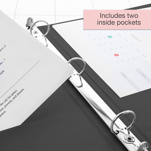 BAZIC 3 Ring Binder 1.5" Economy View Binders Organizer - Black, Round Ring, Hold 280 Sheets Paper, for School Office Home, 1-Count...
