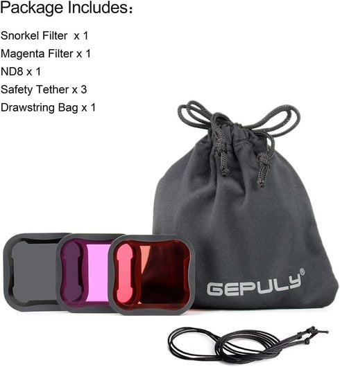 3-Pack Camera Lens Filter Set for GoPro Hero 5/6/7 Black/Hero (2018) Cameras, ND Filter(ND8 Filter) Dive Filters(Light Red Filter and Magenta Filt...