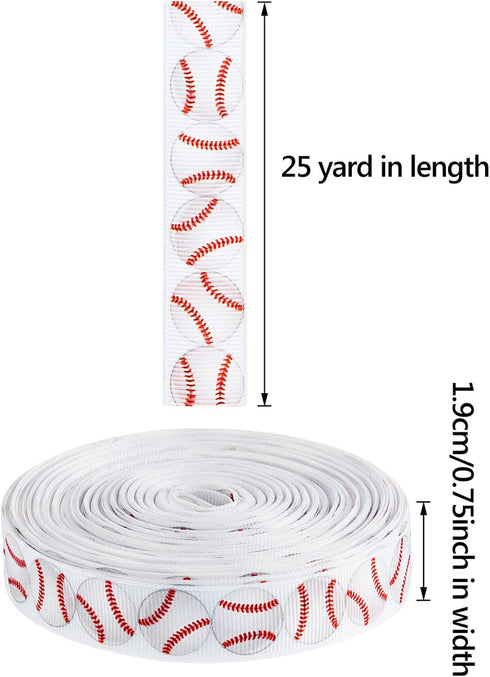 Baseball Ribbon Grosgrain Baseball Craft Ribbon Sports Ball Ribbon for Team Hair Bow Wreath Sport Lanyard Gift Wrapping Crafting Sewing Party Deco...
