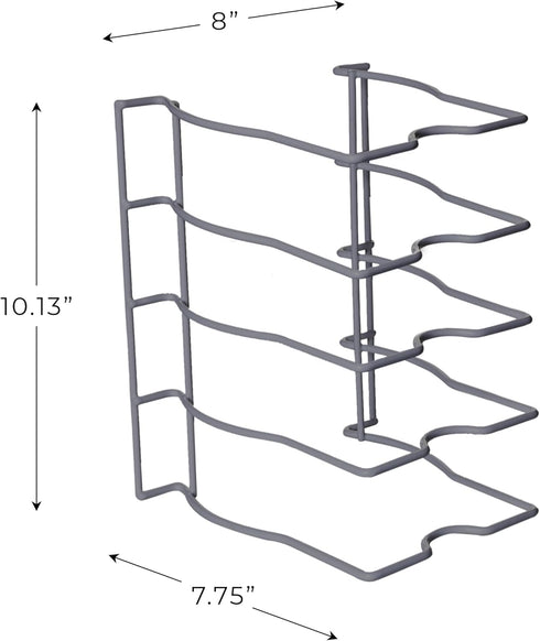 Smart Design Bakeware and Lid Storage Rack with 4 Compartment Dividers - Steel Metal Frame - Rust Resistant Finish - Cooking and Baking Pantry Org...