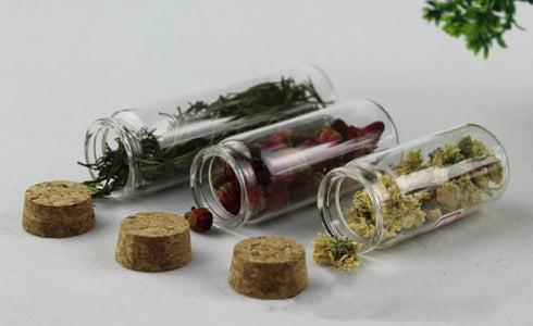 10 PCS Transparent Glass Test Tubes with Cork Stoppers Round Straight Bottles Containers for Powder Candy Storage Scented Tea Scientific Experimen...