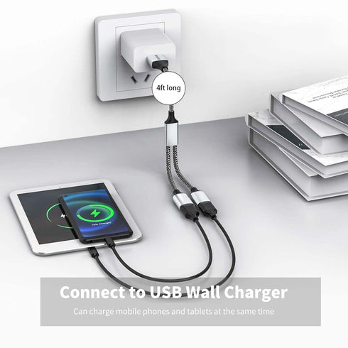 USB Splitter, USB A Male to 2 Female USB Extension Cable, 4Ft Long USB Y Splitter Support Charging and Data Transfer for Printer/USB Keyboard/Flas...