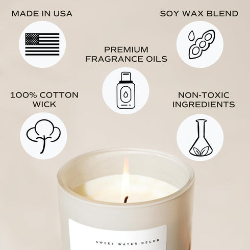 Sweet Water Decor Rose Candle - Jasmine Candle with Pink Peppercorn Scent - Rose Scented Candles 100% Cotton Wick - Bergamot Candle with 40 Hours ...
