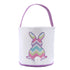 Cootato Easter Bunny Basket Bags for Kids, Stripe Rabbit Pattern Egg Basket Hunt Bags Personalized Canvas Cotton Bucket with Fluffy Tail for Easte...