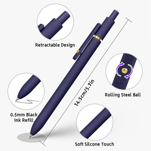 6 Pcs Gel Pens 0.5mm Quick Dry Black Ink Pens Fine Point Smooth Writing Pens, Cute Office and School Supplies Gifts for Women Teacher Students (6 ...