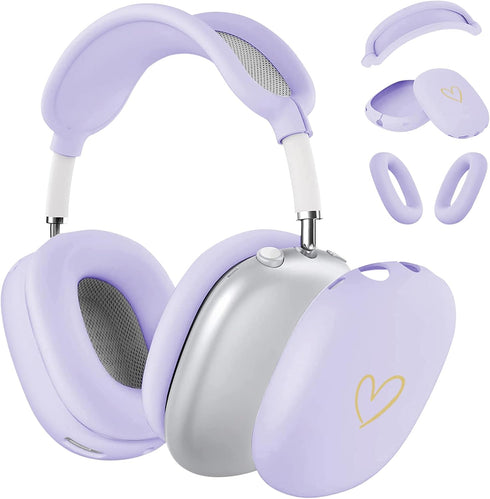 Case Cover for AirPods Max,Anti-Scratch Soft Silicone with Gold Heart Pattern Ear Cups Case Cover/Ear Pad Cover/Headband Cover for Apple Airpod Ma...