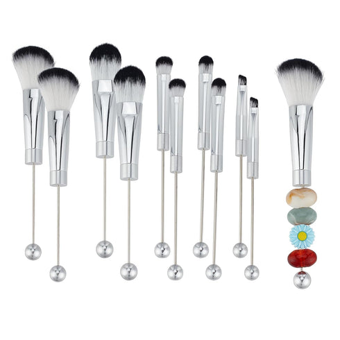 NICENEEDED 2 Set Beaded Eyeshadow Brush, Metal Handle Beadable Makeup Brush Kit, DIY Makeup Comestic Brushes Beaded Brushes Kit for DIY Beaded Mak...