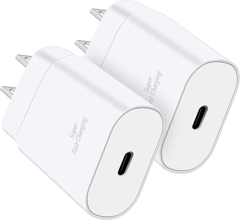2Pack 25W USB C Fast Charging Wall Charger for Samsung Galaxy A53/Z Flip 4/Z Fold 4/S22/S22+/S22 Ultra/S21/S21+/Note 20 Ultra/Z Flip3, iPhone 13/1...