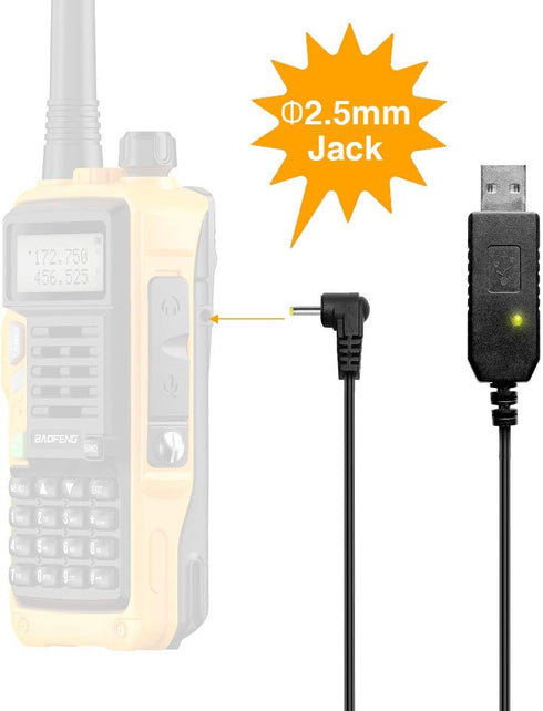 BaoFeng 2.5mm USB Charger Cable with Indicator Light UV-5R AR-152 UV-82 3800mAh Battery UV-S9/9S Two Way Radio (1)...