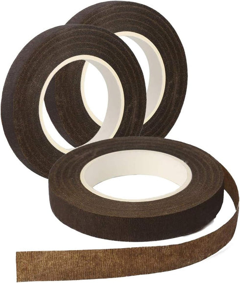 AKOAK Coffee Brown Floral Tapes for Bouquet Stem Wrapping and Crafts,1/2" Wide x 30 Yards Long,Pack of 3...