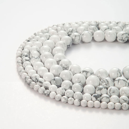 100Pcs Natural Stone Beads 8mm White Howlite Round Gemstone Loose Beads with Elastic Bracelet String for Bracelets Necklace Jewelry Making...