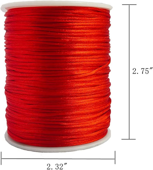 1.5 mm Nylon Satin Cord Beading Braided Thread String for Macrame Bracelets Chinese Knotting,Necklaces,Jewelry Making 109 Yards (Red)...