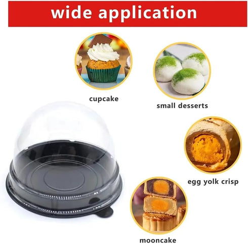 EchoDone Clear Plastic Mini Cupcake Boxes Muffin Pod Dome Single Container Box Wedding Birthday Gifts Boxes Supplies 50 Pack (Black)...