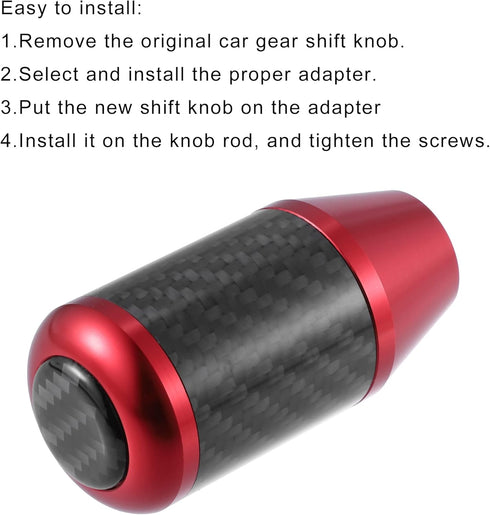 X AUTOHAUX Automatic Universal Manual Gear Stick Shift Knob Transmission Gear Lever Stick Shifter Handle Carbon Fiber Pattern Red...