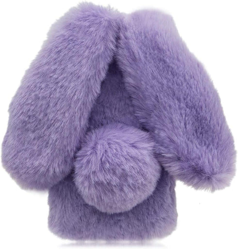 for Samsung Galaxy A51 Case, Aearl Rabbit Fur Ball Case,Luxury Cute 3D Homemade Diamond Winter Warm Soft Furry Fluffy Fuzzy Bunny Ear Plush Purple...