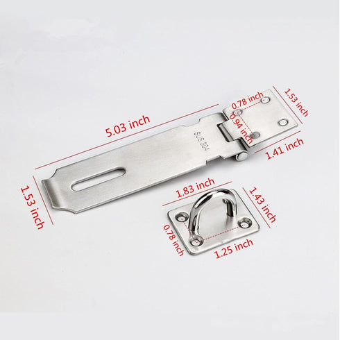 SZHDX Door Locks Hasp Latch, 5 Inch 304 Stainless Steel Safety Packlock Clasp Hasp Lock Latch, Extra Thick Gate Lock Hasp with Screws Brushed Fini...