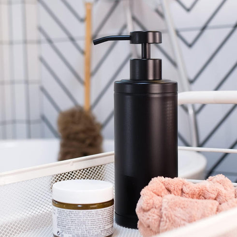 Stainless Steel Soap Dispenser for Bathroom, Matte Black Flat Design, Metal Pump, 10oz Rust-Proof Liquid Hand Soap Dispenser for Kitchen, Refillab...