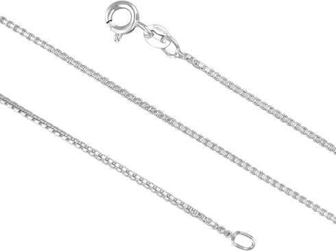 Hawaiian Silver Jewelry 1.3mm Sterling Silver Box Chain – Simple Silver Box Chain Necklace 16-36-inch – Exquisite Silver Box Chain Necklace for Me...