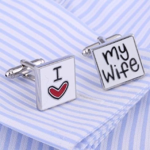 Letter Cufflinks for Men, I Love My Wife Cufflinks, Letters Square Cuff Links, I Love You Shirt Tuxedo Cufflinks, Punk Cufflinks French Cufflinks,...