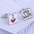 Letter Cufflinks for Men, I Love My Wife Cufflinks, Letters Square Cuff Links, I Love You Shirt Tuxedo Cufflinks, Punk Cufflinks French Cufflinks,...
