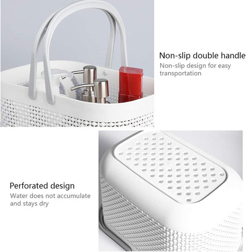 UUJOLY Plastic Organizer Storage Baskets with Handles, Shower Caddy Bins Organizer for Bathroom and kitchen?White?...