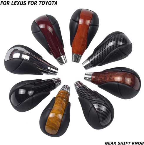 Automatic Leather with Walnut Wood Gear Shift Knob for Lexus ES300h ES350 GS350 GS450h IS350 LS460 LS600h RX350 RX450h (Red Wood)...