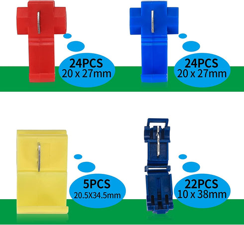 80 Pcs Quick Splice Wire Connectors, Solderless Quick Splice Snap Electrical Wire Connectors, Insulated Electrical Wire Crimp Connectors Terminal ...