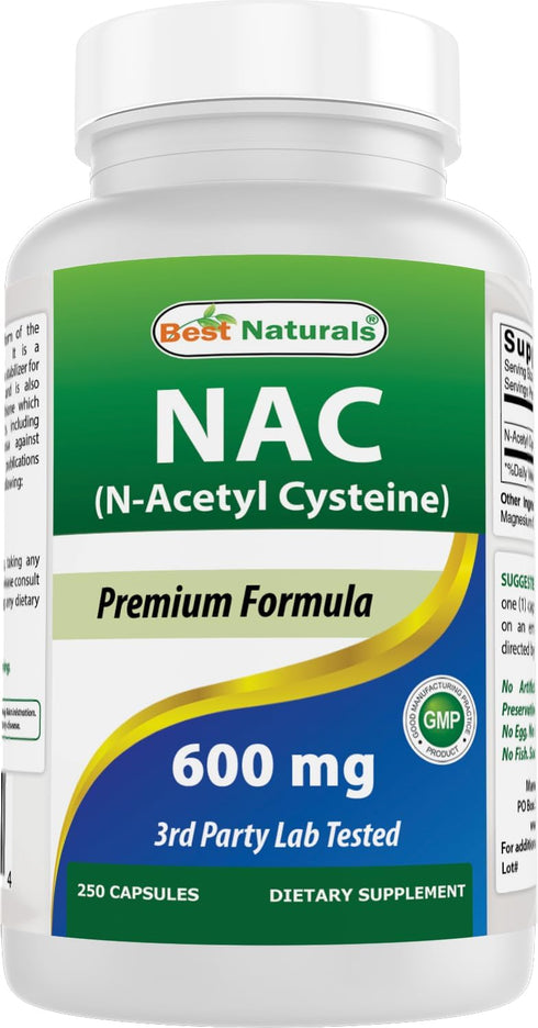Best Naturals NAC - N Acetyl Cysteine 600 mg 250 Capsules - n Acetyl cysteine - Powerful antioxidant...