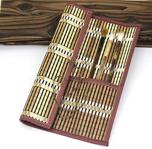 Easyou Bamboo Calligraphy Brush Holder Rollup Portable Protector 36x32cm(14.1"*12.5")...