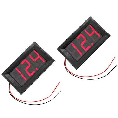 2-Pack Two Wires Mini LED Digital Voltmeter Voltage Meter DC 4.5V to 30V Voltage Panel Meter for 6V 12V Electromobile Motorcycle Car Red...