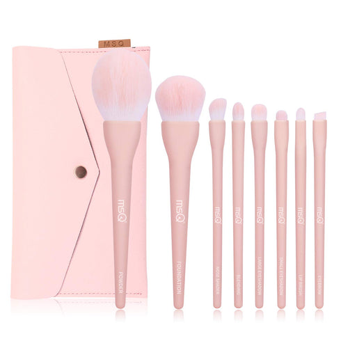 MSQ Make Up Brushes 8Pcs Makeup Brush Set Foundation Brush Blending Brush Eyeshadow Brushes Eye Brushes Set with Bag (Pink)...