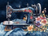 Generic Floral Blue Sewing Machine 11ct Counted Cross Stitch Kits Color Printed Stamped Cross-Stitch Supplies Needlework Printed Embroidery Kits D...
