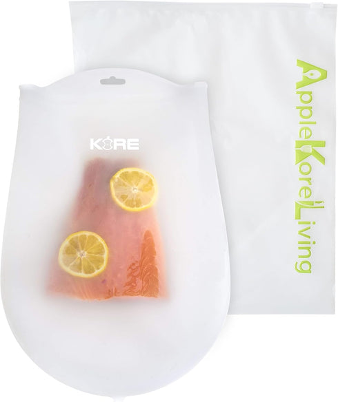 Revolutionize Sous Vide Cooking with AppleKoreLiving Sous Vide Reusable Silicone Bags | Set of 2 Extra Large BPA Free Bags | Thinner and More Flex...