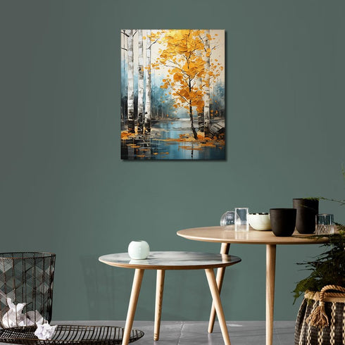 TUMOVO Adult Paint by Number, Forest Landscape Paint Number Kits Romantic Rustic Paint by Numbers for Adults Acrylic DIY Birch Paint-by-Numbers Ki...
