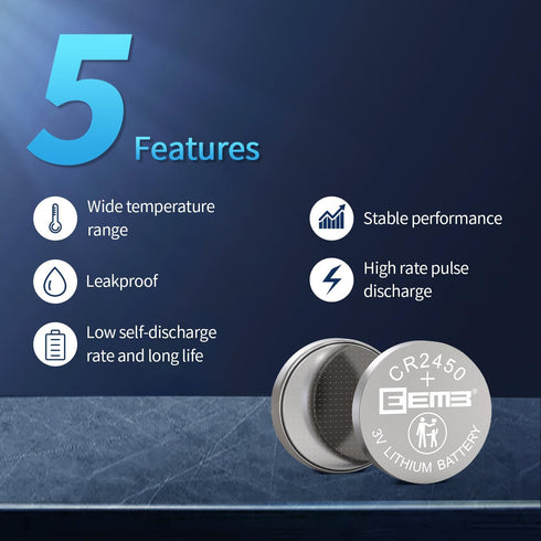 EEMB 10 PACK CR2450 Battery 3V Lithium Battery 2450 Button Coin Cell Batteries DL2450?ECR2450?BR2450 for Watch Tea Lights Votive Candles Alarm Sys...