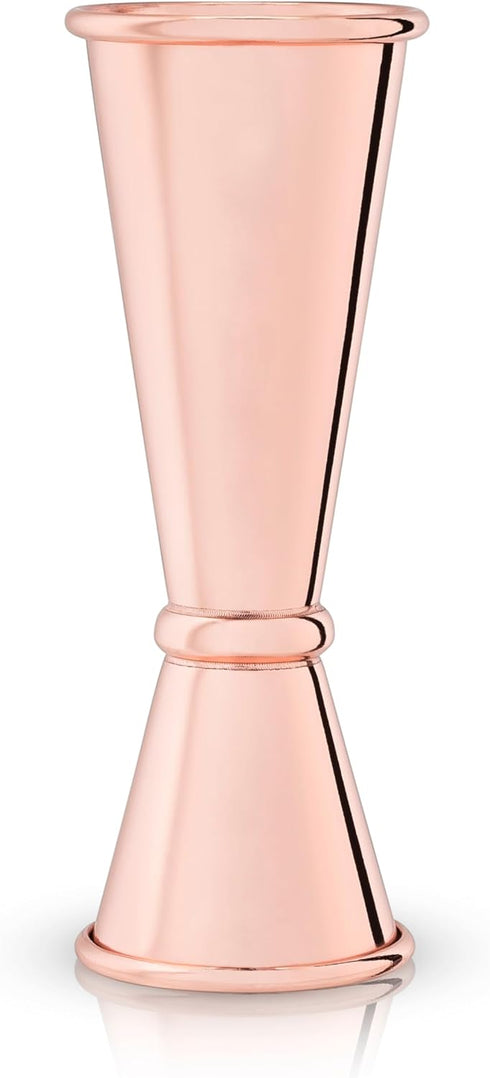 Viski Japanese Style Double Jigger for Cocktails, Bar Kit Essential, 1oz and 2oz with Interior Measurements, Rose Copper...