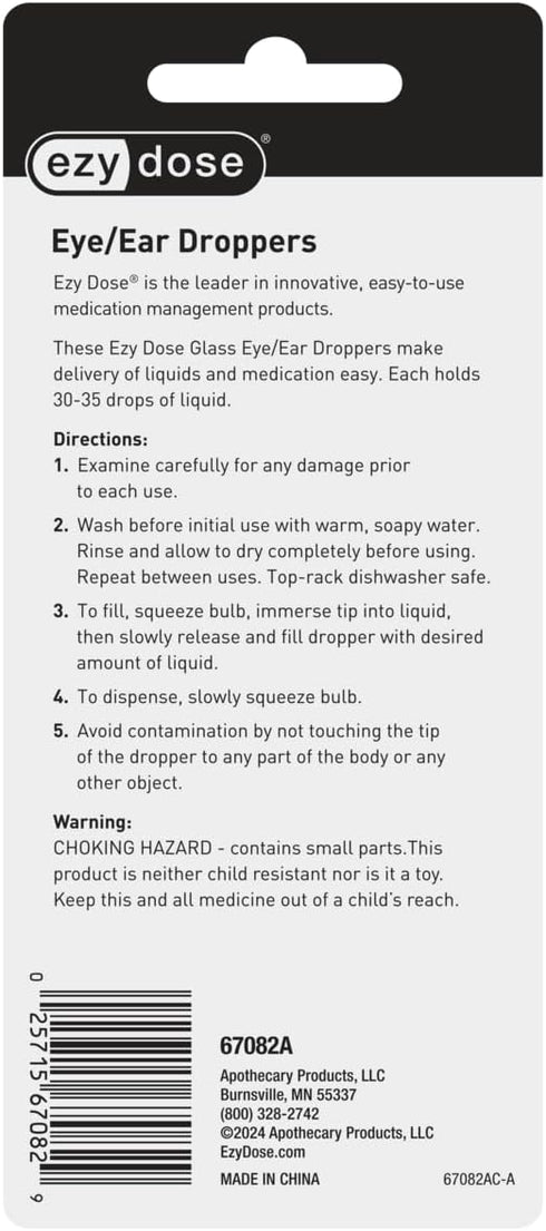 EZY DOSE Ear and Eye Medicine Dropper, 1mL Glass Liquid Dispenser with Straight & Bent Tips, BPA-Free Design for Precise Dosing, Ideal for Eye Dro...