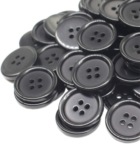 YaHoGa 40PCS 1 1/5 Inch (30mm) Buttons Black Resin Buttons for DIY Sewing Tailor Crafts Coats Clothes (Black 30MM)...