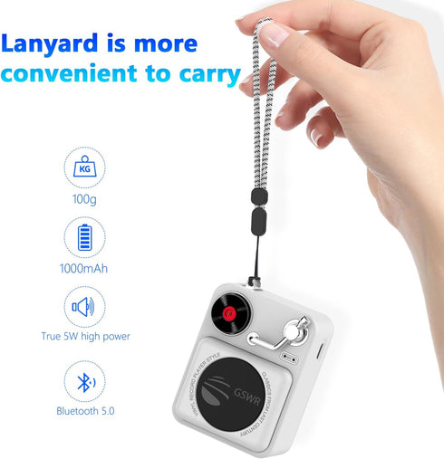 Portable Outdoor Mini Bluetooth Speaker Retro Atomic Phono Speaker Speaker with Clear Sound, White Suitable for Hiking, Cycling, Travel, Suitable ...