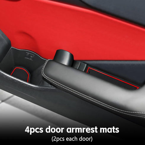 Anti Dust Mats for Toyota 86 Subaru BRZ Scion FR-S 2022 2023,Custom fit Cup Holder Liners Mats Door Pocket Center Console Liners (Red/6Pcs)...