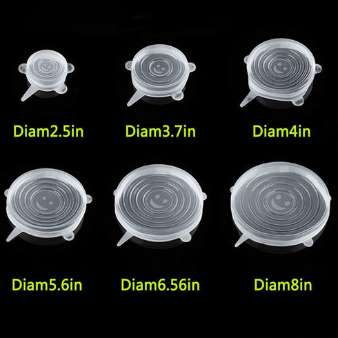 Silicone Stretch Lids Set Of 12 Elastic Reusable Microwave Food Covers Bowl Covers for Can, Cup and Glass Jars...
