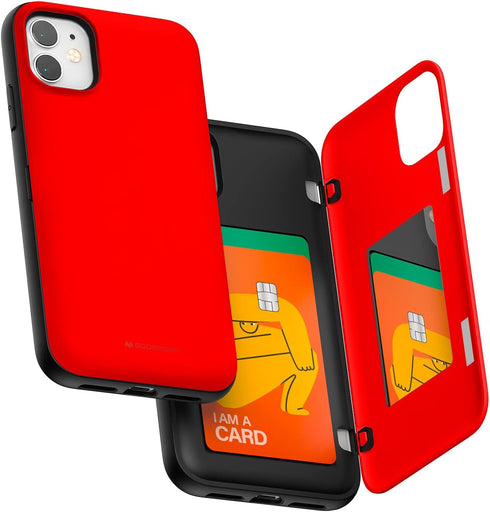 GOOSPERY Magnetic Door Bumper Compatible with iPhone 11, Wallet Case with Card Holder, Protective Dual Layer Bumper Phone Case - Red...