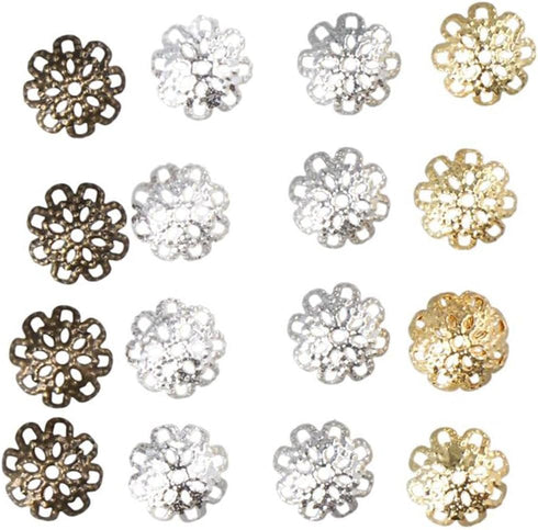 800Pcs Flower Filigree Bead Caps Spacer Beads Metal Flower Hollow Caps for DIY Jewelry Making Crafts Supplies...