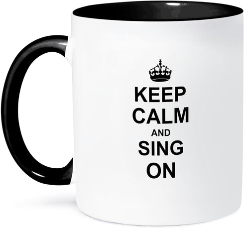 3dRose Keep Calm and Sing On Mug, 11 oz, Black...