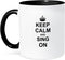 3dRose Keep Calm and Sing On Mug, 11 oz, Black...